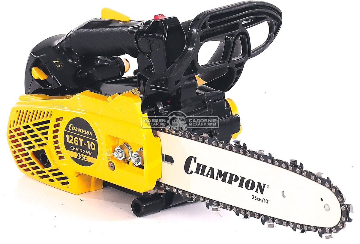 Бензопила сучкорез одноручная Champion 126T 10" (PRC, 25 куб.см., 1.15 кВт/1.54 л.с., 3/8"-1.3-40E, 2.4 кг)