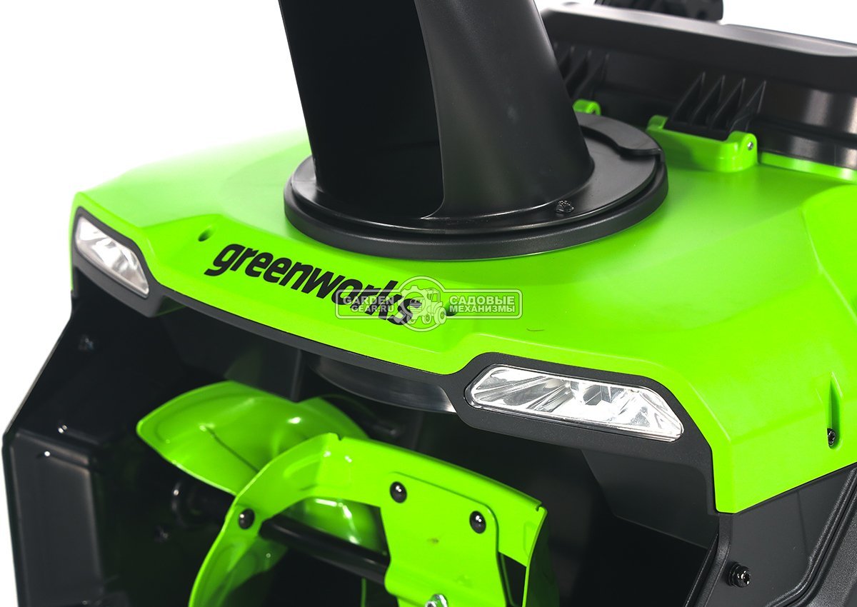 Снегоуборщик аккумуляторный GreenWorks GD40STX2 без АКБ и ЗУ (PRC, BL 40В, ширина 40 см, слот на 2 АКБ, металл. шнек, фара, 22 кг)