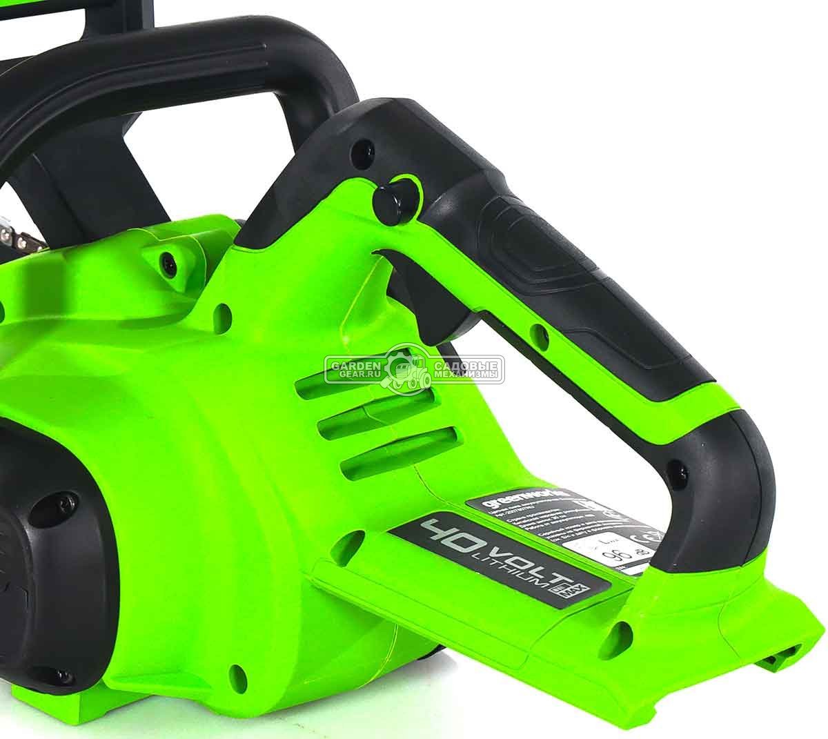 Пила аккумуляторная цепная GreenWorks G40CS30II 12" c АКБ 4 А/ч и ЗУ (PRC, 40В, 3/8"-1.1-52E, 2.74 кг)