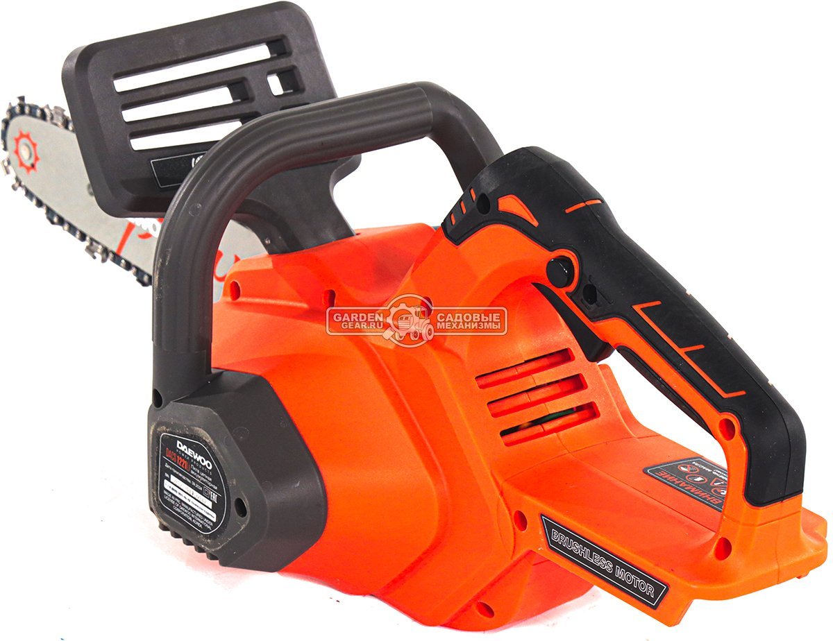 Пила аккумуляторная цепная Daewoo DACS 1221Li 12" SET с АКБ 5 А/ч и ЗУ (PRC, BL 21В, натяжение цепи без инструмента, 3/8"-1.1-45E, 3.8 кг)