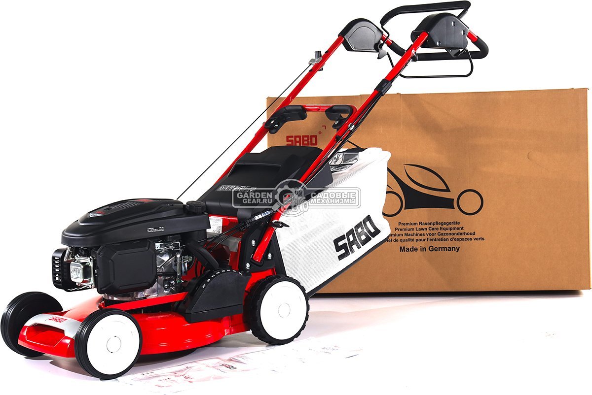 Газонокосилка бензиновая SABO 43-VARIO (GER, 43 см., Sabo, 166 куб.см., алюминий, Turbostar, вариатор, травосборник 65 л., 36,5 кг.)