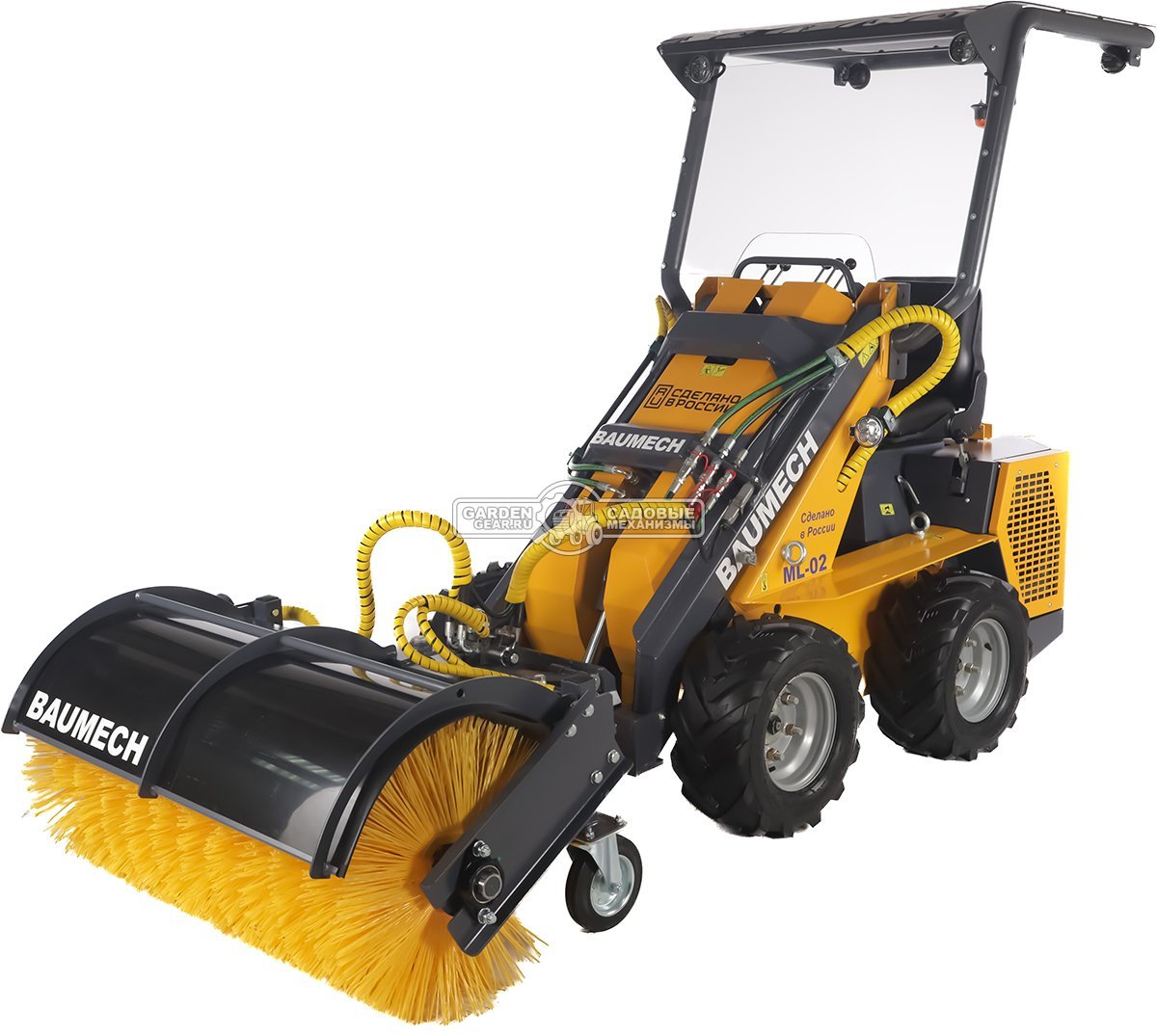 Универсальная машина мини-погрузчик Baumech ML-02 Pro + гидравлическая щётка 115 см. + каркас безопасности с двигателем Zongshen GB750 EFI инжектор