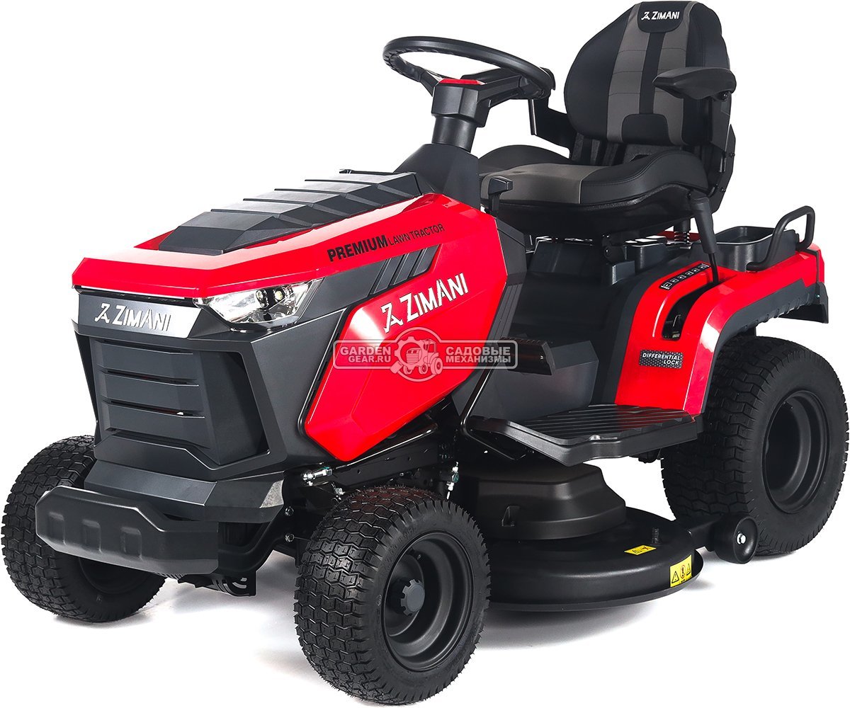 Садовый трактор ZimAni TS108HVD MY2025 (PRC, Loncin 586 куб.см., гидростатика, дифференциал, боковой выброс, шир. кошения 108 см, LED панель, 175 кг)