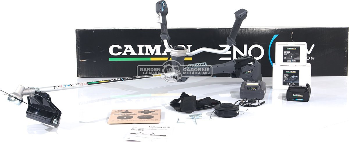 Мотокоса аккумуляторная Caiman ENO BCTi с АКБ B6040 и ЗУ C6025 (RUS, BL 60В, Standart Connect, T-рукоятка, нож 3T + леска 2,4 мм, 5,9 кг.)