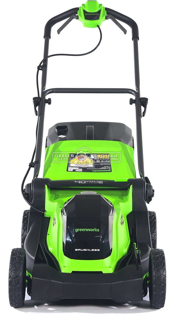 Газонокосилка аккумуляторная GreenWorks GD40LM411 без АКБ  и ЗУ (PRC, BL 40В, 41 см, пластик, мульчирование, 60 л, 16.5 кг)