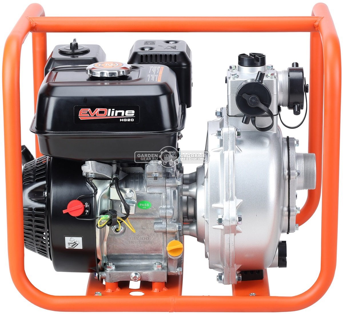 Мотопомпа бензиновая EVOline HG 20 пожарная высоконапорная (PRC, Zongshen GB200, 196 куб.см., 500 л/мин., 55 м., 2", 27,5 кг.)