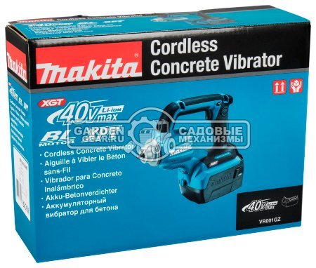 Аккумуляторный вибратор для бетона Makita VR001GZ без АКБ и ЗУ (PRC, XGT 40В, 2 скор. вибр. 12 000-15 500, 1.4 кг)