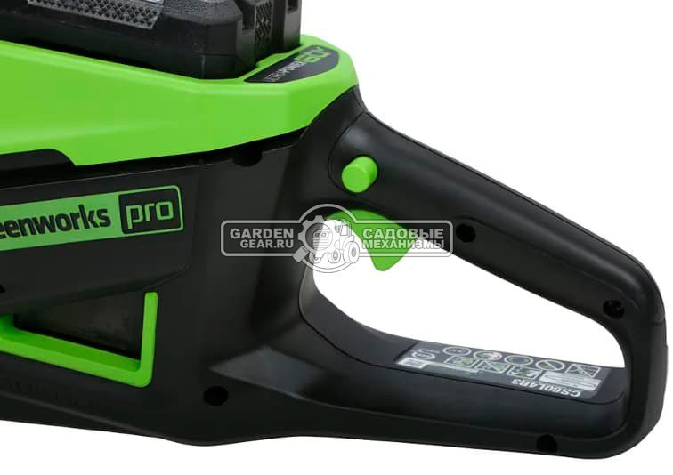 Пила аккумуляторная цепная GreenWorks GD60CS25 16" c АКБ 4 А/ч и ЗУ (PRC, BL 60В, 3/8"-1.3-56E, 4.7 кг)