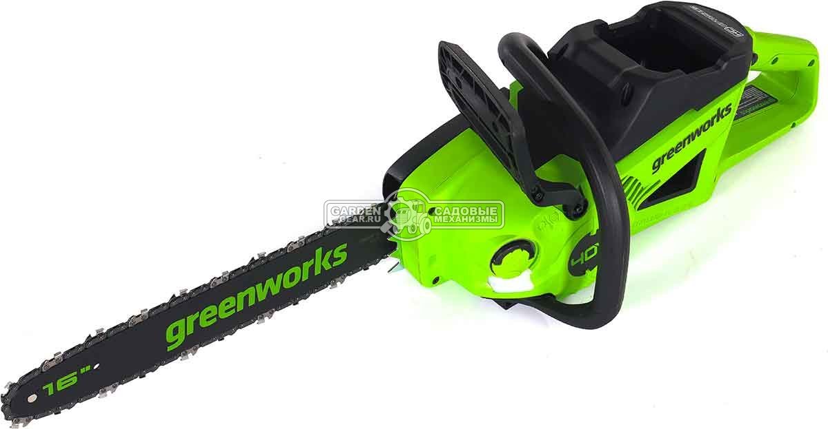 Пила аккумуляторная цепная GreenWorks GD40CS20X 16" c АКБ 4 А/ч и ЗУ (PRC, BL 40В, 3/8"-1.1-56E, 4.2 кг)
