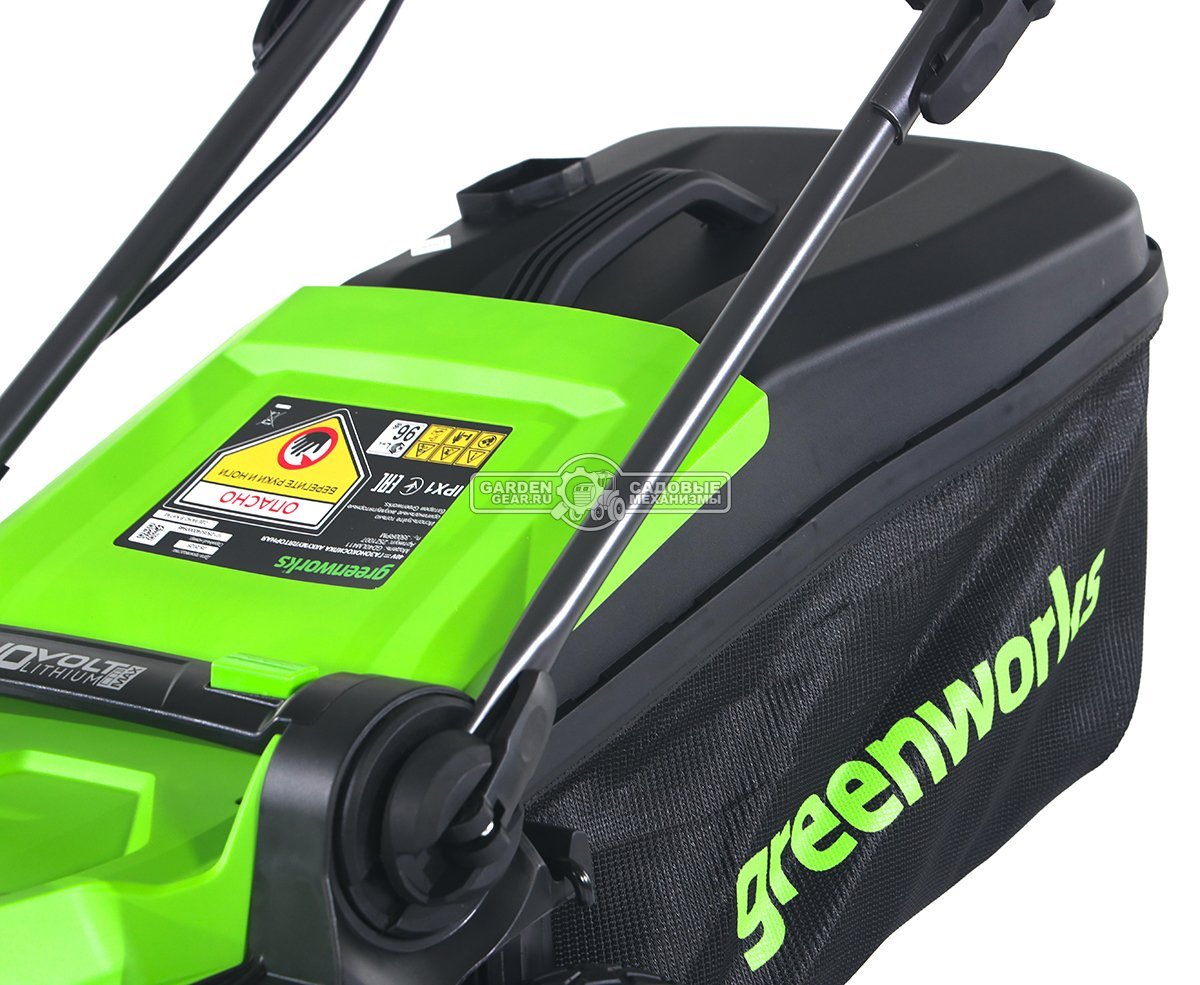 Газонокосилка аккумуляторная GreenWorks GD40LM411 без АКБ  и ЗУ (PRC, BL 40В, 41 см, пластик, мульчирование, 60 л, 16.5 кг)