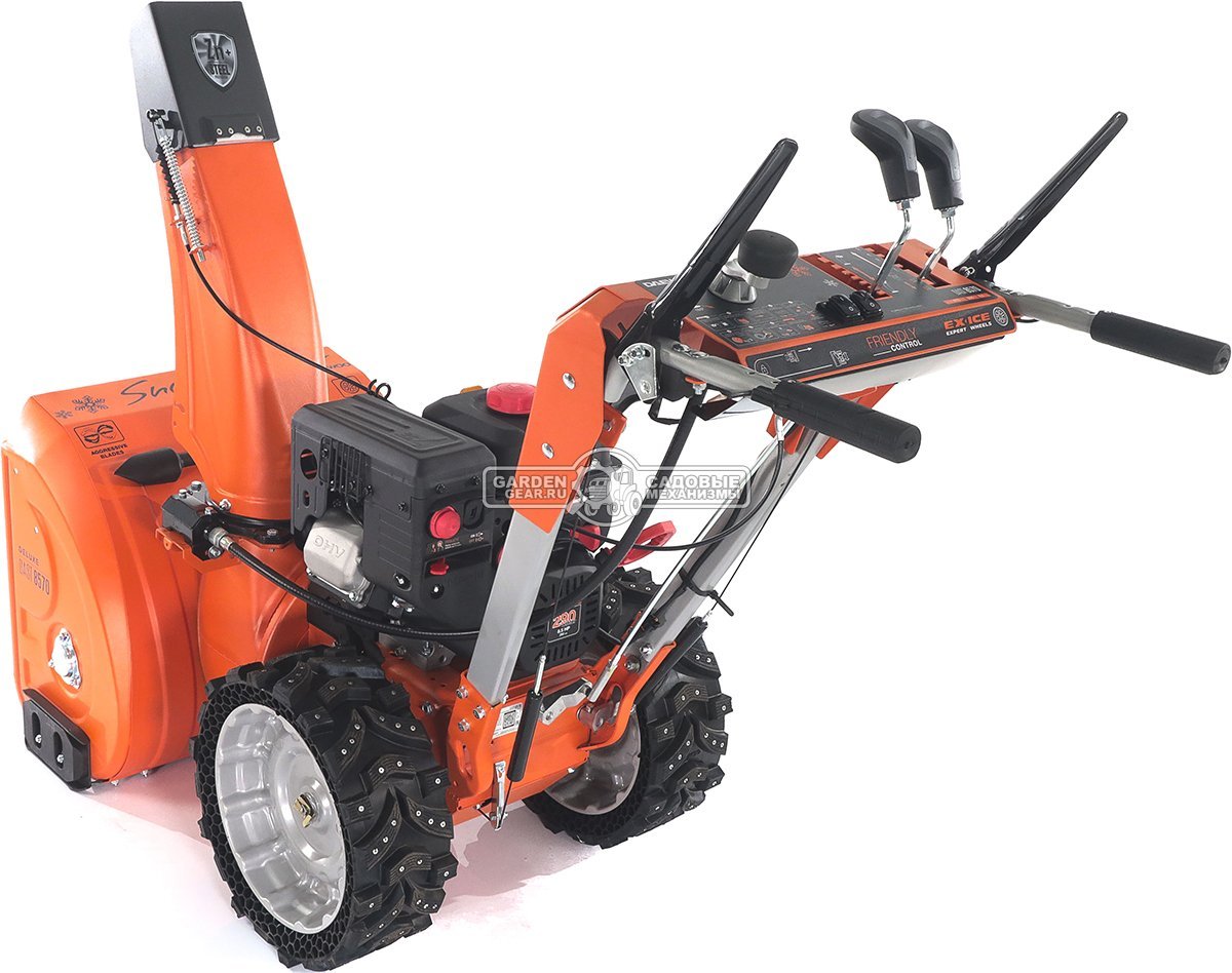 Снегоуборщик Daewoo DAST 8570 (PRC, 67 см., Daewoo, 290 куб.см., эл/стартер 220В, фара, скорости 5/2, колеса EX-ICE, подогрев рукояток, 103 кг.)