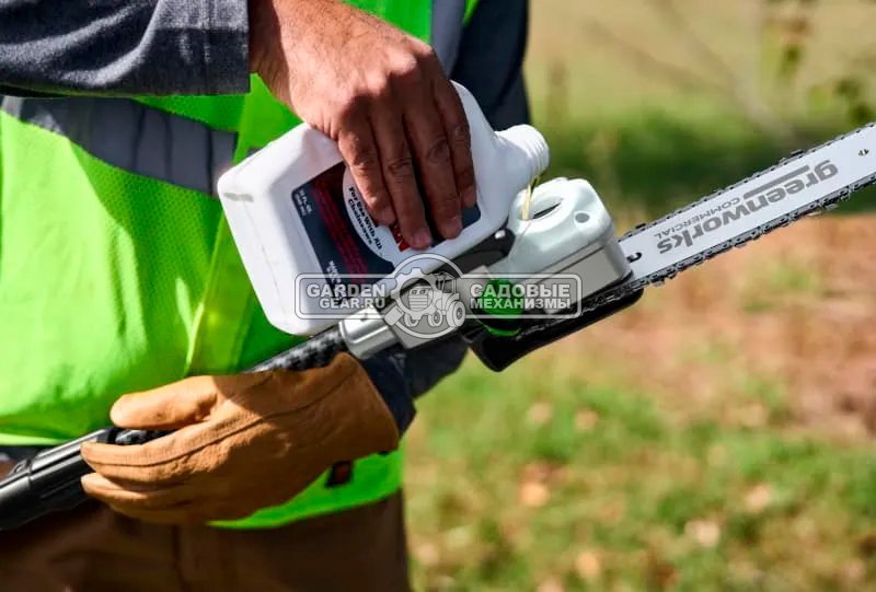 Высоторез аккумуляторный GreenWorks PS102T без АКБ и ЗУ (PRC, BL 82В, шина 25 см, телескоп. штанга, 4.65 кг) 