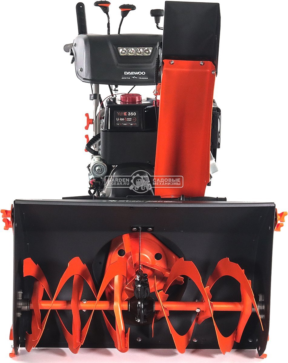 Снегоуборщик Daewoo DAST 430 гусеничный (PRC, 76 см, Daewoo WXE 350, 310 см3, запуск от аккумулятора, фара, гусеницы Arctic track, 125 кг.)