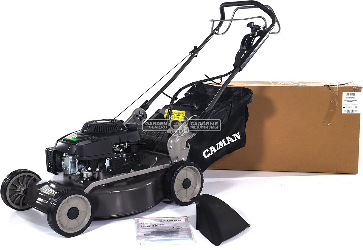 Газонокосилка бензиновая Caiman Ferro 55CLV (RUS, 55 см, Caiman Green Engine, 196 см3, сталь, вариатор, 4 в 1, 70 л, 50 кг)