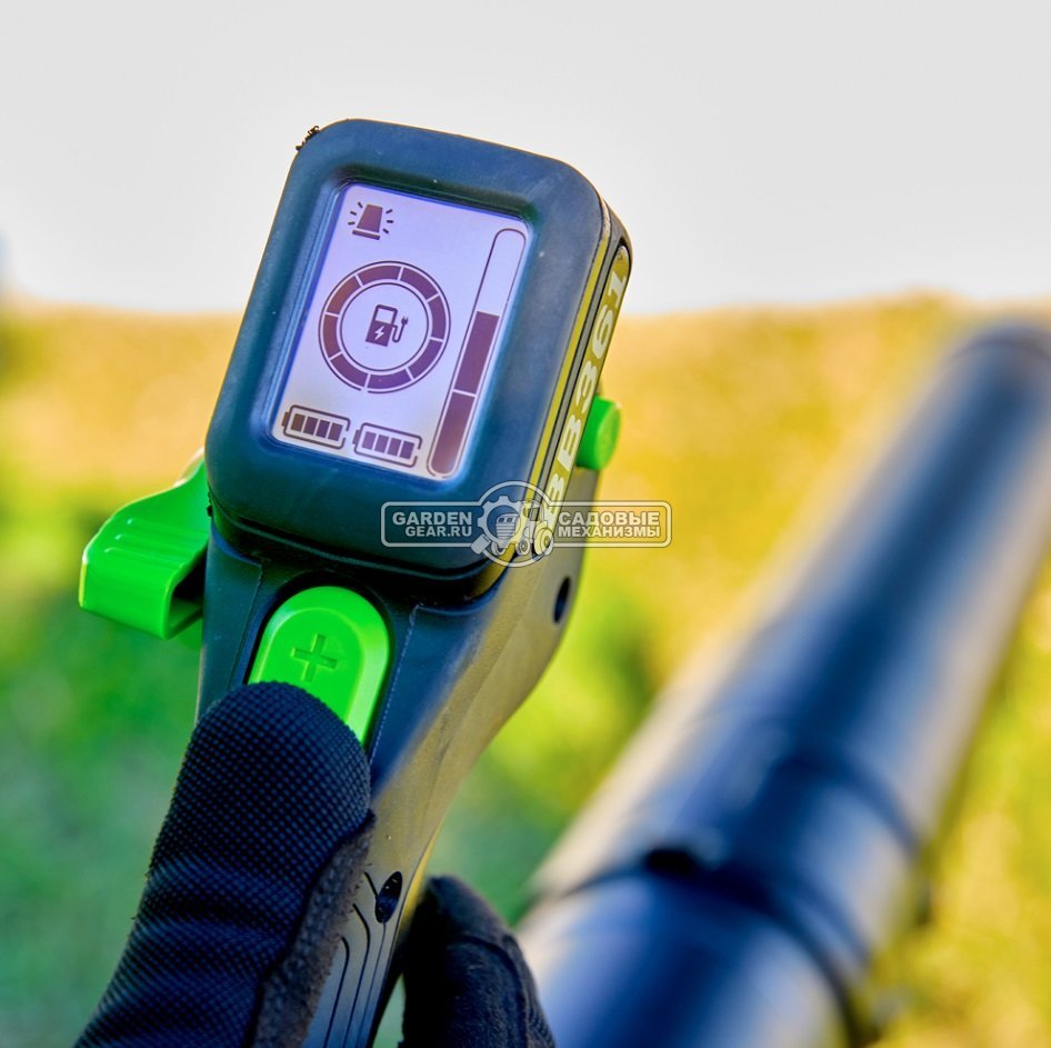 Воздуходувка аккумуляторная ранцевая GreenWorks GD82BP2 без АКБ и ЗУ (PRC, BL 82В, 362 км/ч, 21.3 м3/мин, 2 слота для АКБ, 7 кг)