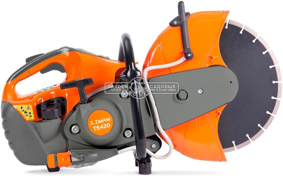 Бензорез ZimAni TS 420 14" (PRC, 66,7 см3, 3,2 кВт/4,4 л.с., диаметр круга 350 мм, глубина реза 110 мм, 9,6 кг.)