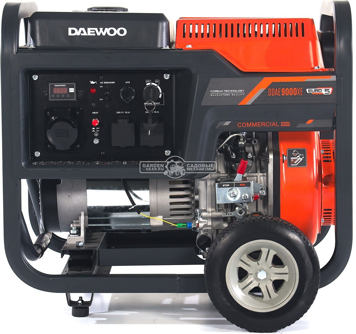 Дизельный генератор Daewoo DDAE 9000XE 2024 (PRC, 531 см3, 14 л.с., 7.2/8.0 кВт, электростарт, колеса, ATS, 18 л, 117 кг)