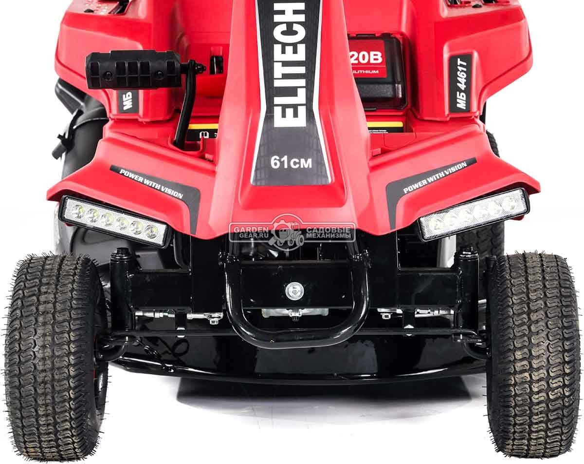 Садовый минирайдер Elitech МБ 4461Т (PRC, Loncin Pro, 224 куб.см, механика 4 + 1, травосборник 150 л, ширина кошения 61 см, фара, 117 кг)