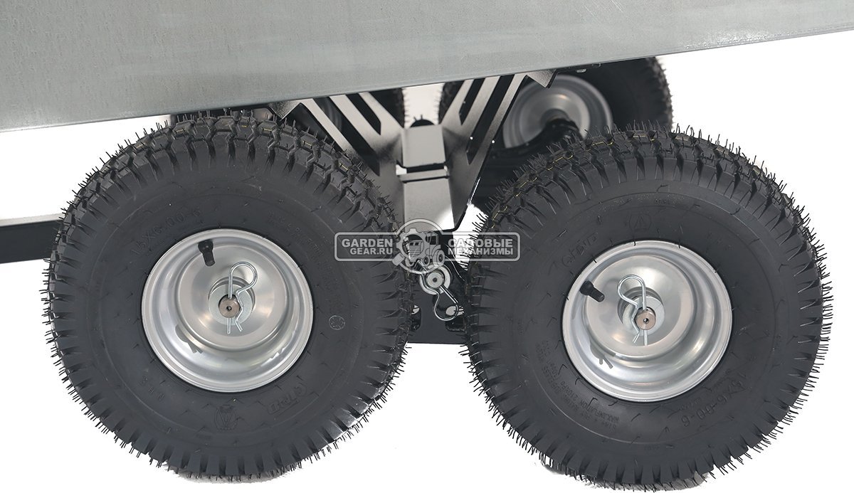 Тележка - прицеп ZimAni GT410x4 Stainless steel 500 4WD для садовых тракторов, с механизмом опрокидывания (4 колеса, оцинкованной сталь, 500 кг)