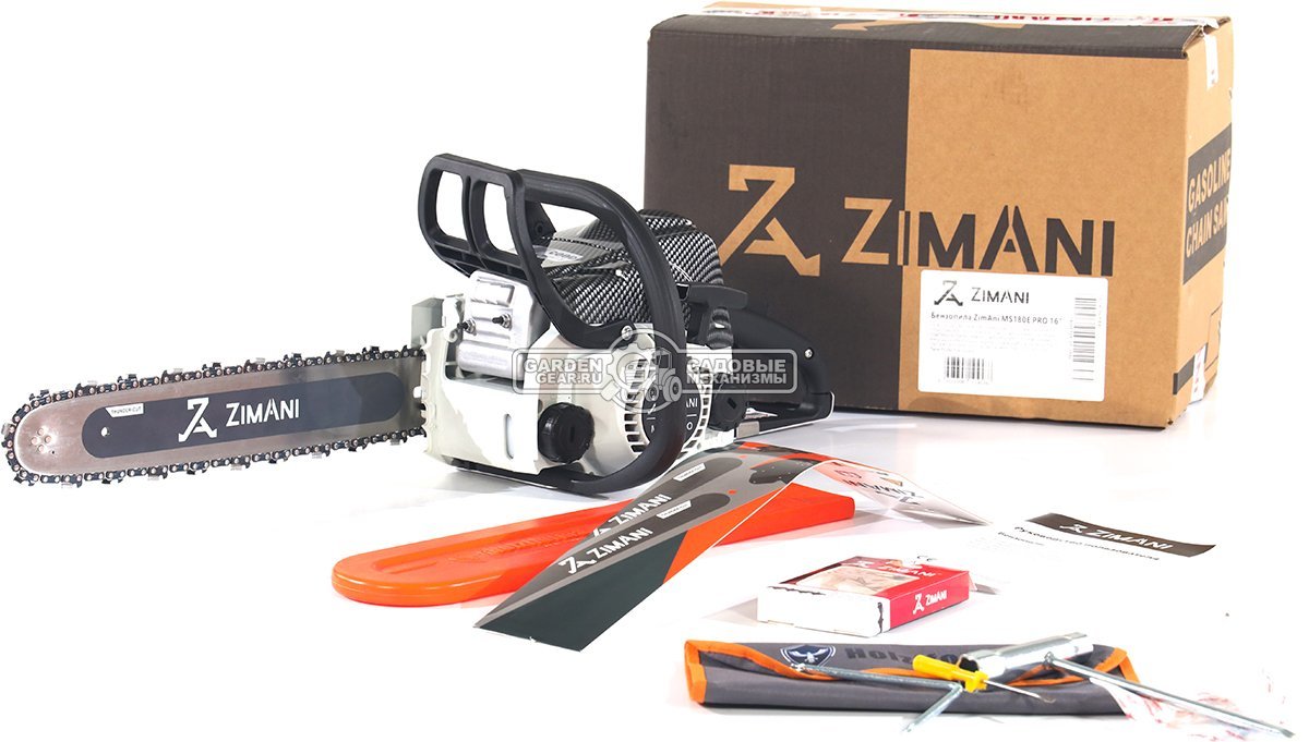 Бензопила ZimAni MS 180E Pro 16" (PRC, 31.8 куб.см., 1.5 кВт/2.0 л.с., 3/8", 1.3 мм, 55E, корпус Carbon Fiber, Walbro Carburetor, 4.2 кг)