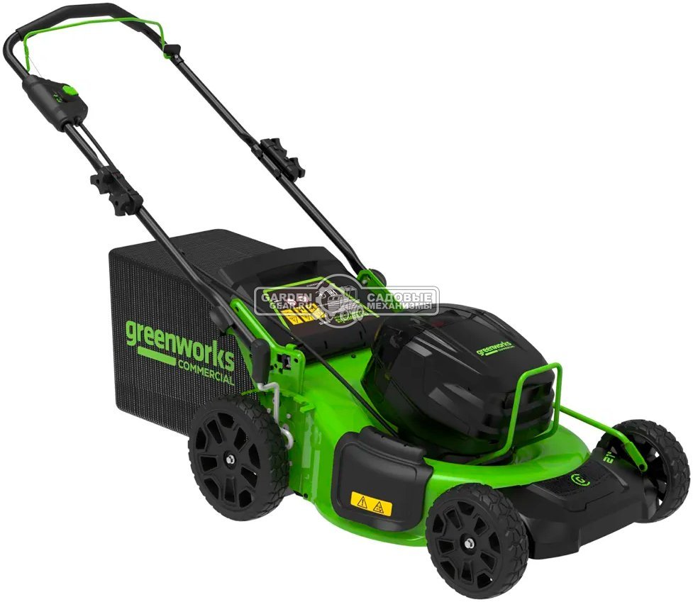 Газонокосилка аккумуляторная GreenWorks GC82HPLM51 с АКБ 5 А/ч и ЗУ (PRC, BL 82В, 51 см, сталь, 2 слота под АКБ,  3 в 1, 60 л, 34.5 кг)