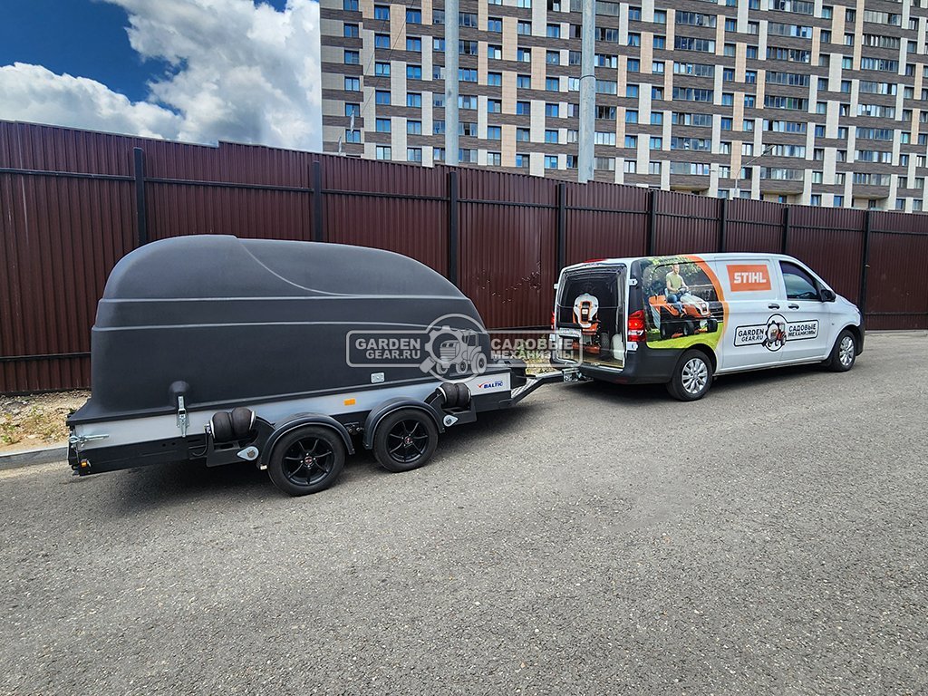 Прицеп с опускающейся платформой на пневмоподвеске Baltic Mechanic Polygon-City PC 750 Спарка для перевозки спецтехники, пневмолифт, крышка, 3100x1500
