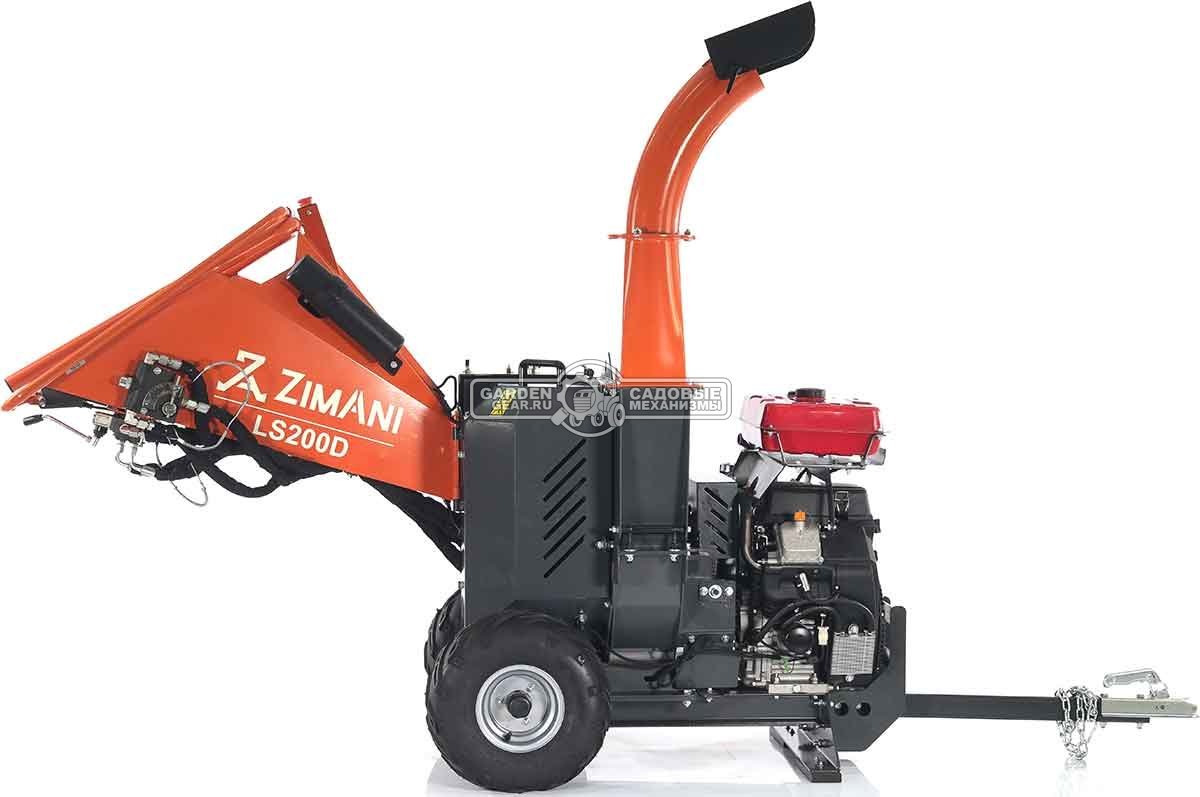 Измельчитель веток ZimAni LS 200 D (PRC, Loncin 764 куб.см., 30 л.с., с эл.старт, вал подачи, дисковый, ветки до 200 мм, одноосный прицеп, 415 кг)