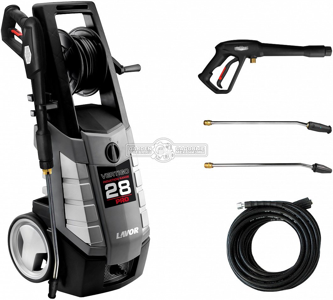 Мойка высокого давления Lavor Vertigo 28 Pro (ITA, 2800 Вт, 180 бар, 510 л/час, бесщеточ. двигатель, барабан + шланг 10 м, 23.5 кг)