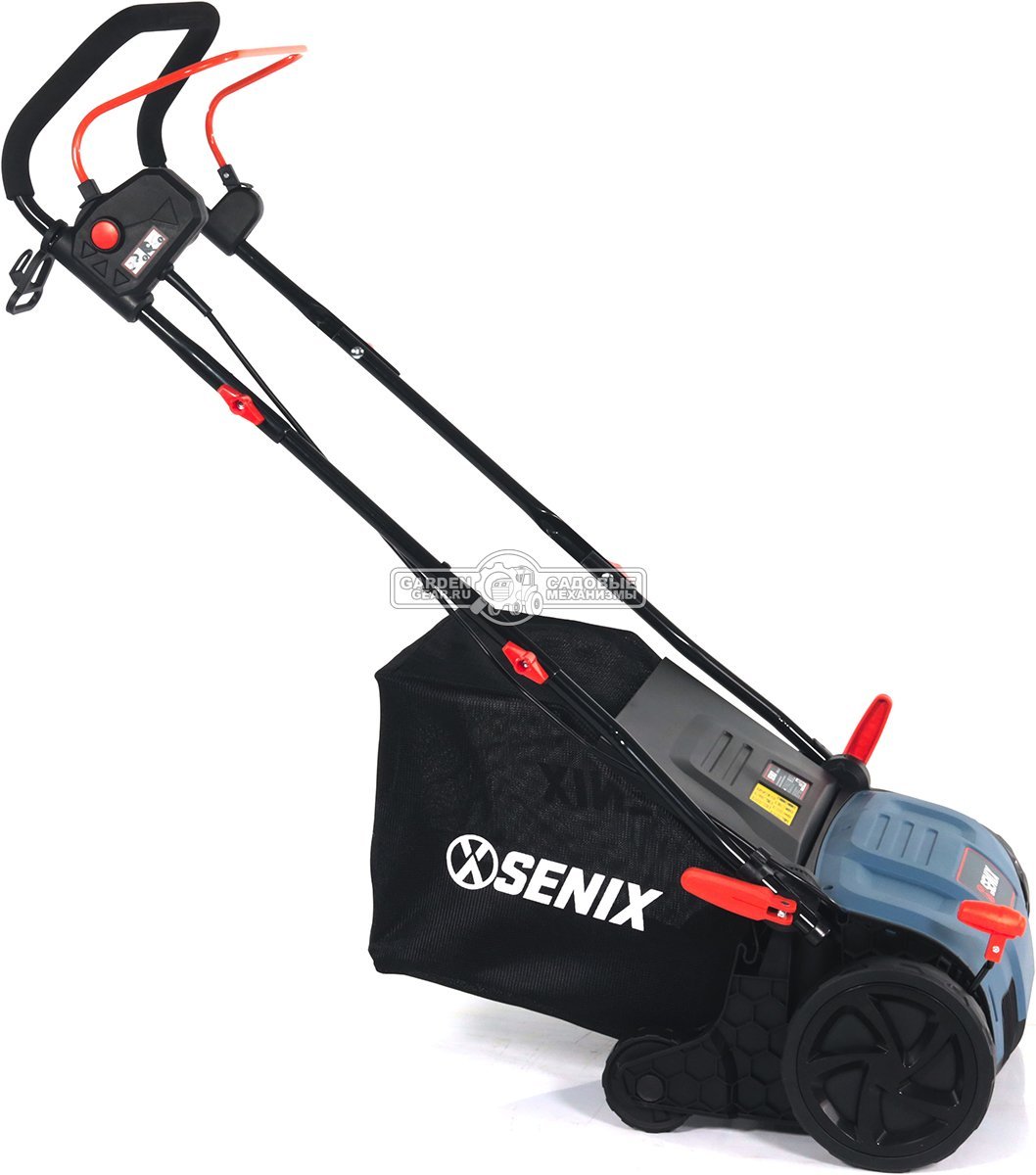 Вертикуттер - аэратор электрический Senix SCE16-L-EU (PRC, 1600 Вт, 38 см, ножи + пружины, пластик, 50 л, 8.1 кг)