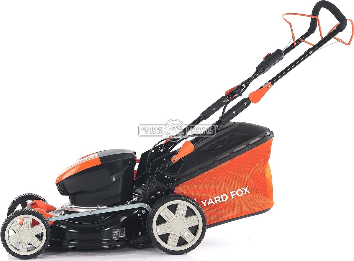 Газонокосилка аккумуляторная самоходная Yard Fox EL4655B SET с АКБ 4.0 А/ч и ЗУ (PRC, BL 60В, 46 см, сталь, 3 в 1, 55 л, 25 кг)