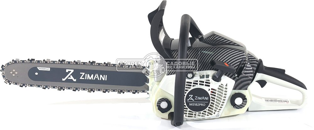 Бензопила ZimAni MS 182 Pro 16" (PRC, 35.8 куб.см., 1.6 кВт/2.2 л.с., 3/8", 1.3 мм, 55E, корпус Carbon Fiber, Walbro Carburetor, 4.6 кг)