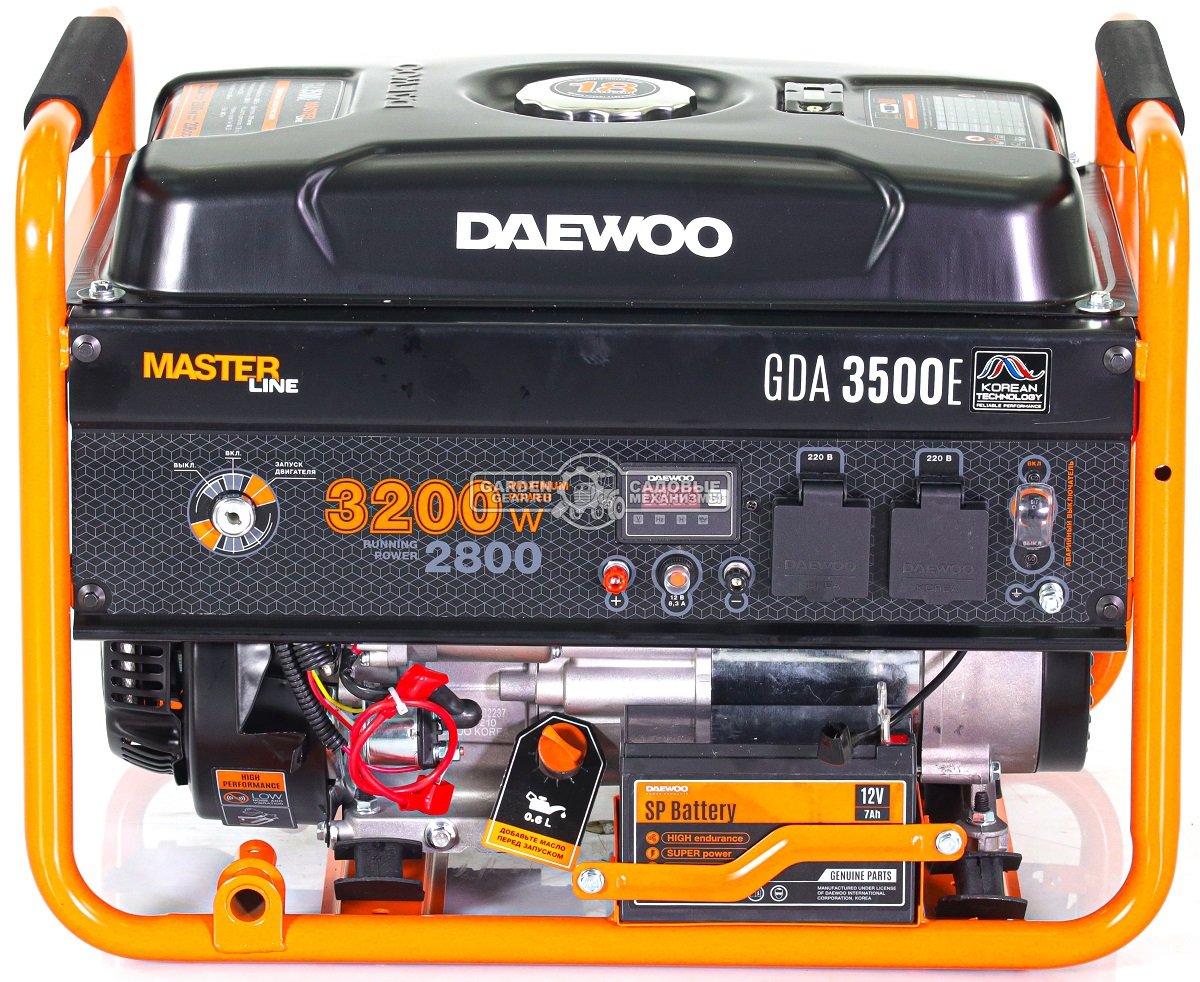Бензиновый генератор Daewoo GDA 3500E (PRC, 208 см3, 2,8/3,2 кВт, 18 л, электростартер, 44,7 кг.)