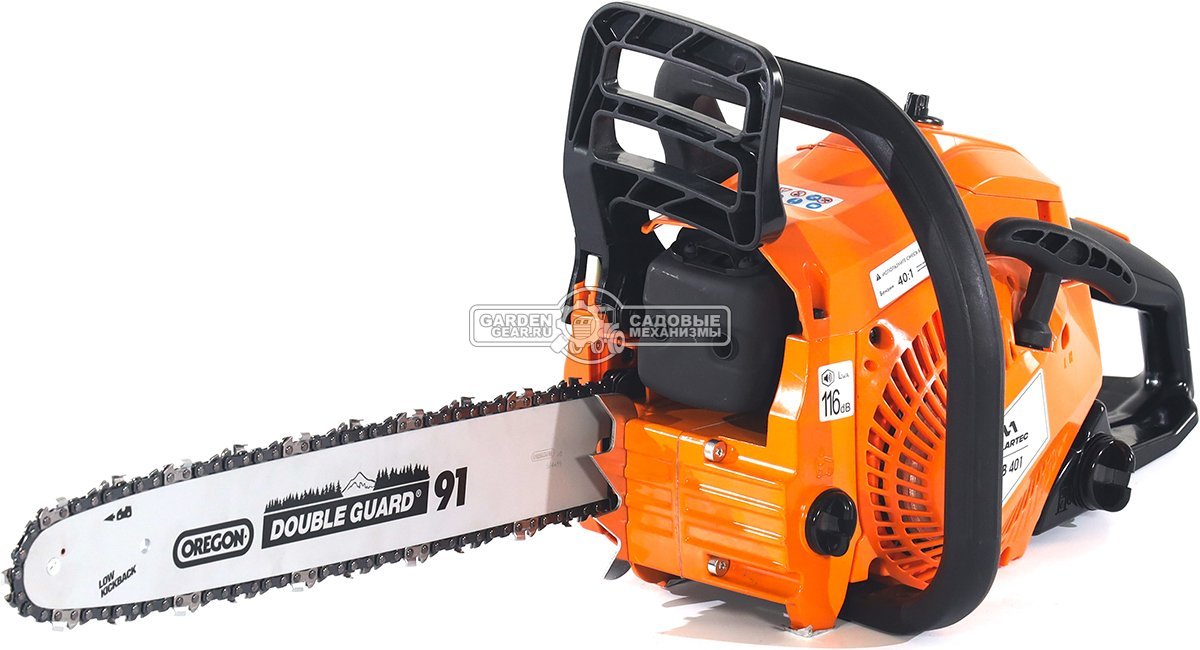 Бензопила Villartec SB401 16" + 2Т 100 мл, масло д/цепи 1 л, запасная цепь (PRC, 40.2 куб.см., 1,8 кВт/ 2.4 л.с., 3/8"-1.3-56E, 4.8 кг)