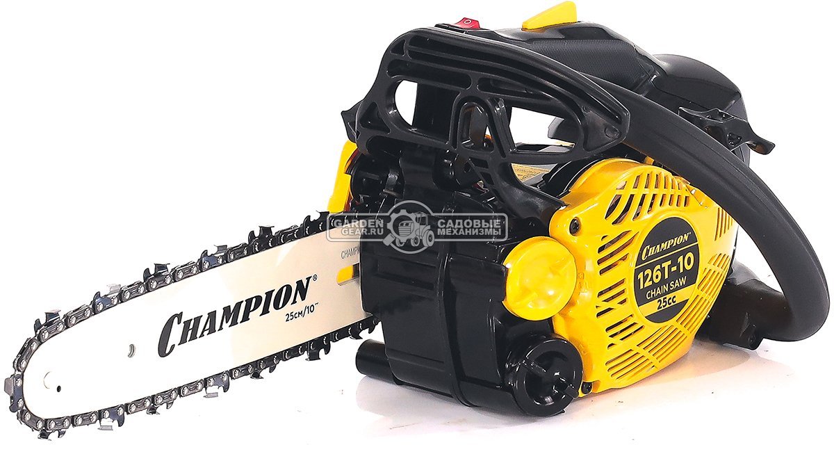 Бензопила сучкорез одноручная Champion 126T 10" (PRC, 25 куб.см., 1.15 кВт/1.54 л.с., 3/8"-1.3-40E, 2.4 кг)