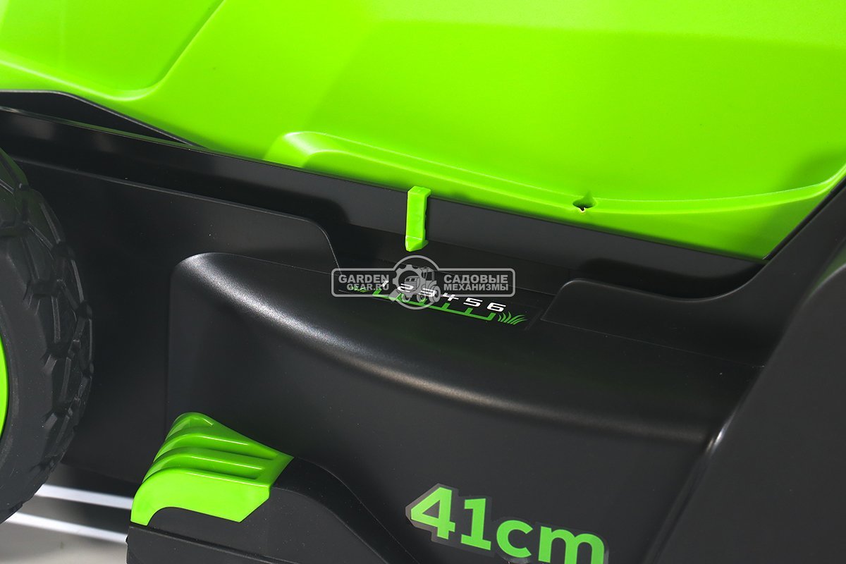 Газонокосилка аккумуляторная GreenWorks GD40LM411 без АКБ  и ЗУ (PRC, BL 40В, 41 см, пластик, мульчирование, 60 л, 16.5 кг)