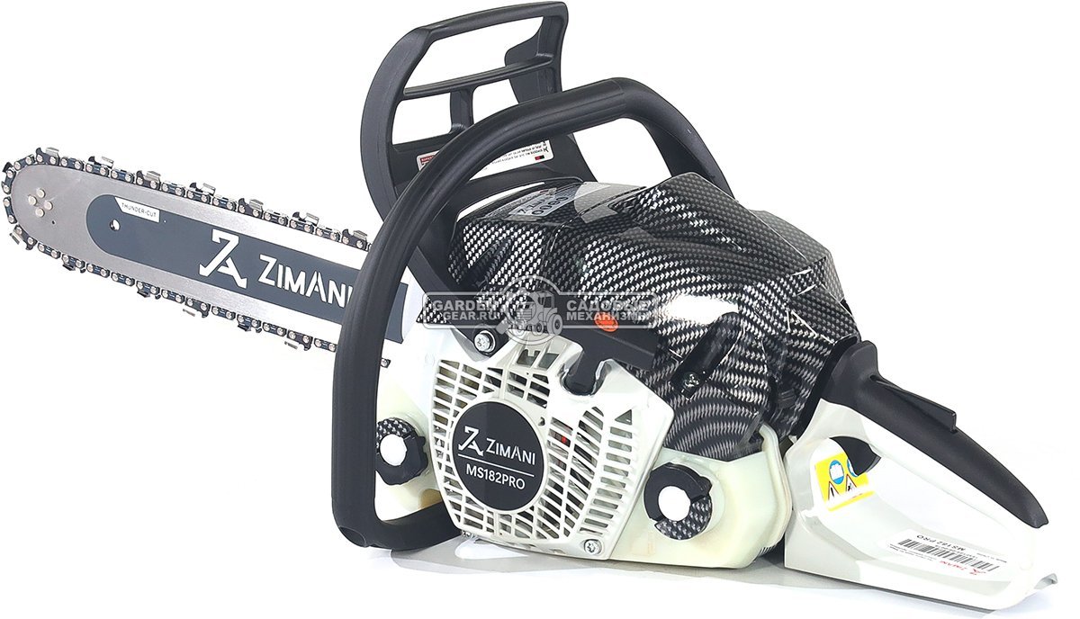 Бензопила ZimAni MS 182 Pro 16" (PRC, 35.8 куб.см., 1.6 кВт/2.2 л.с., 3/8", 1.3 мм, 55E, корпус Carbon Fiber, Walbro Carburetor, 4.6 кг)