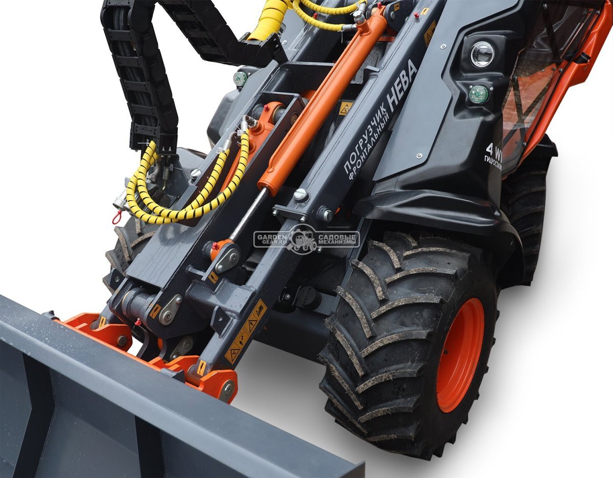 Фронтальный погрузчик Нева с кабиной (RUS, ММЗ-3LDT, 42 л.с., 60 л/мин, грузоподъемность 1200 кг, 2100 кг)