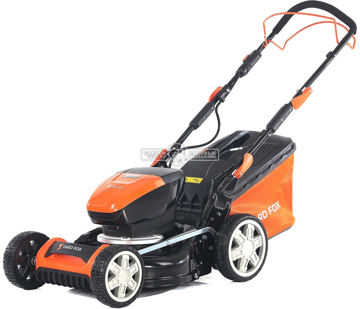 Газонокосилка аккумуляторная самоходная Yard Fox EL4655B SET с АКБ 4.0 А/ч и ЗУ (PRC, BL 60В, 46 см, сталь, 3 в 1, 55 л, 25 кг)