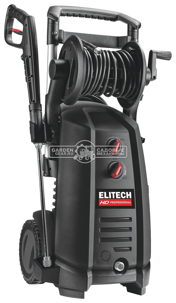 Мойка высокого давления Elitech HPW 3000IFR (PRC, 3000 Вт, 180 бар, 520 л/час, барабан + шланг 10 м, 22 кг)