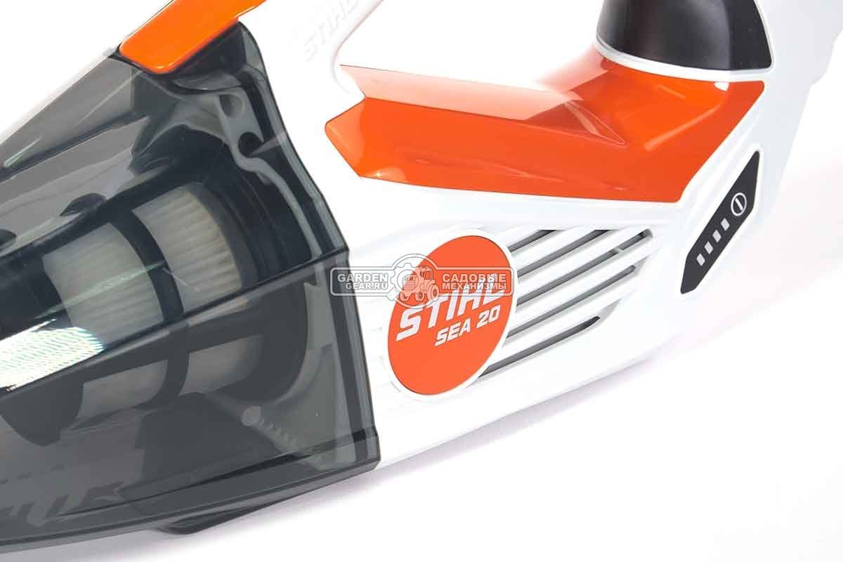 Пылесос аккумуляторный Stihl SEA 20 SET c AS2 и AL1 (PRC, 10,8В, 2,5 Ач, 1020 л/мин, 80 мбар, контейнер 0,75 л, сумка, 1,1 кг.)