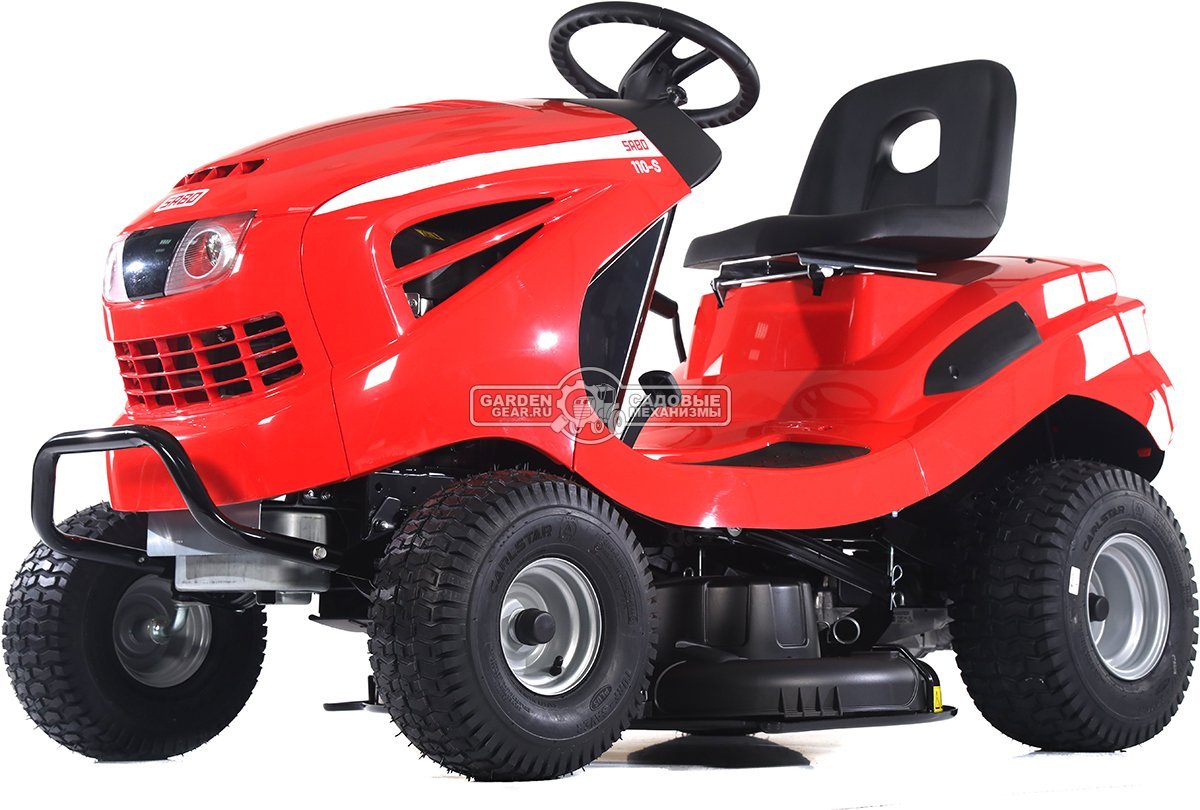Садовый трактор SABO 110-S (GER, Sabo V-Twin, 708 куб.см., гидростатика, боковой выброс, мульчирование, ширина кошения 110 см, 234 кг.)