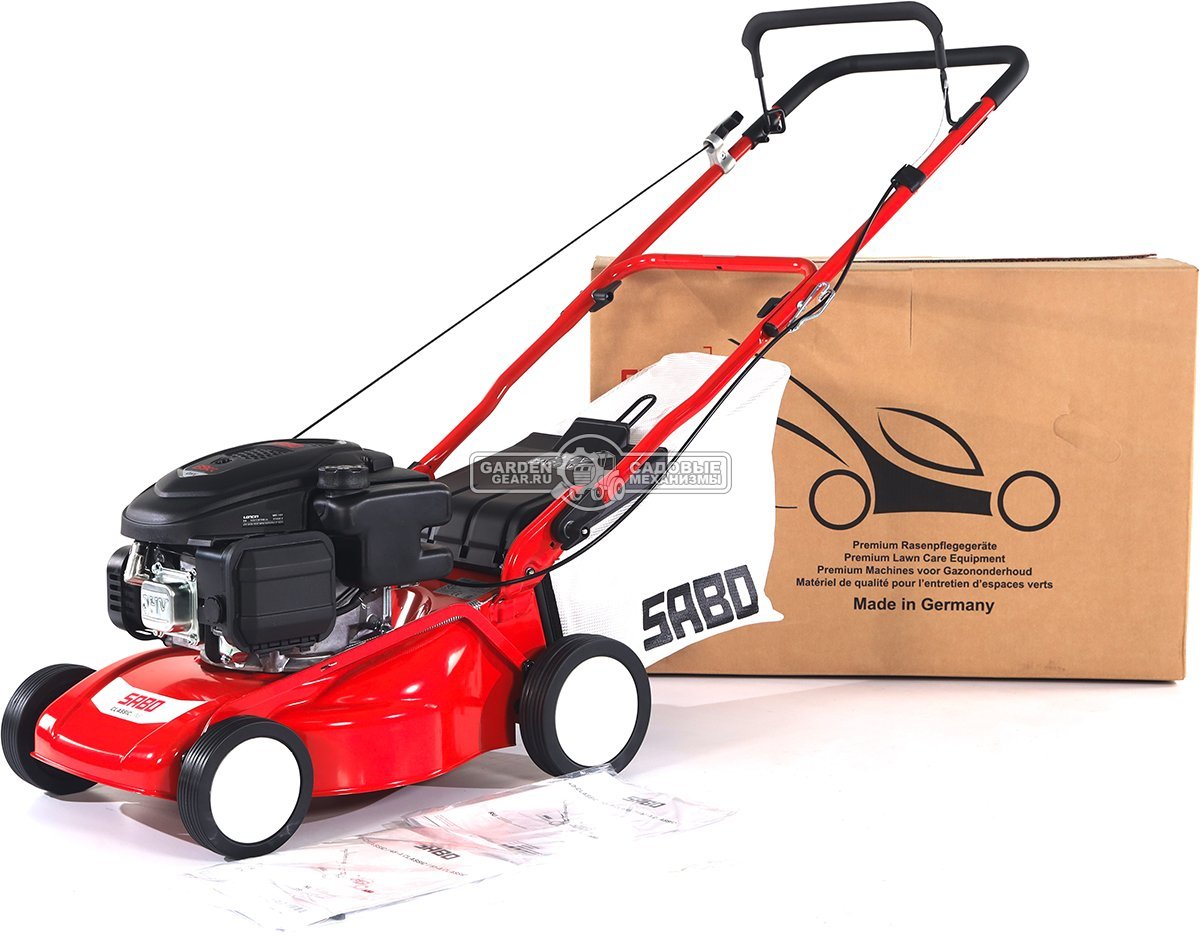 Газонокосилка бензиновая SABO 40-CLASSIC несамоходная (GER, 40 см., Sabo, 139 куб.см., сталь, травосборник 40 л., 24 кг.)