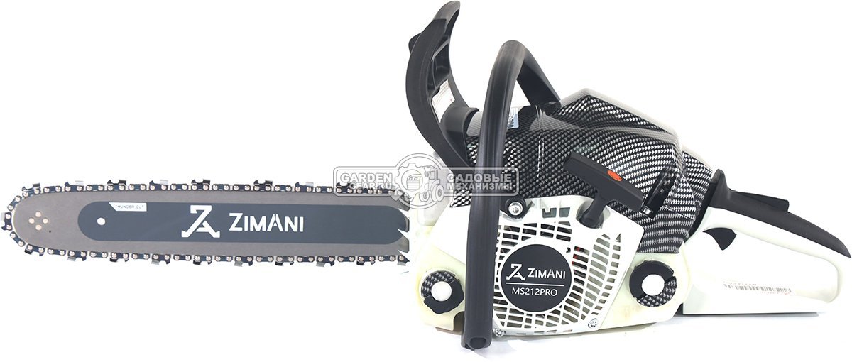 Бензопила ZimAni MS 212 Pro 16" (PRC, 38.6 куб.см., 1.8 кВт/2.4 л.с., 3/8", 1.3 мм, 55E, корпус Carbon Fiber, Walbro Carburetor, 4.6 кг)