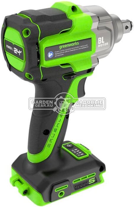 Гайковерт ударный аккумуляторный GreenWorks IW5500 без АКБ и ЗУ (PRC, BL 24В, 500 Нм, 1.25 кг)