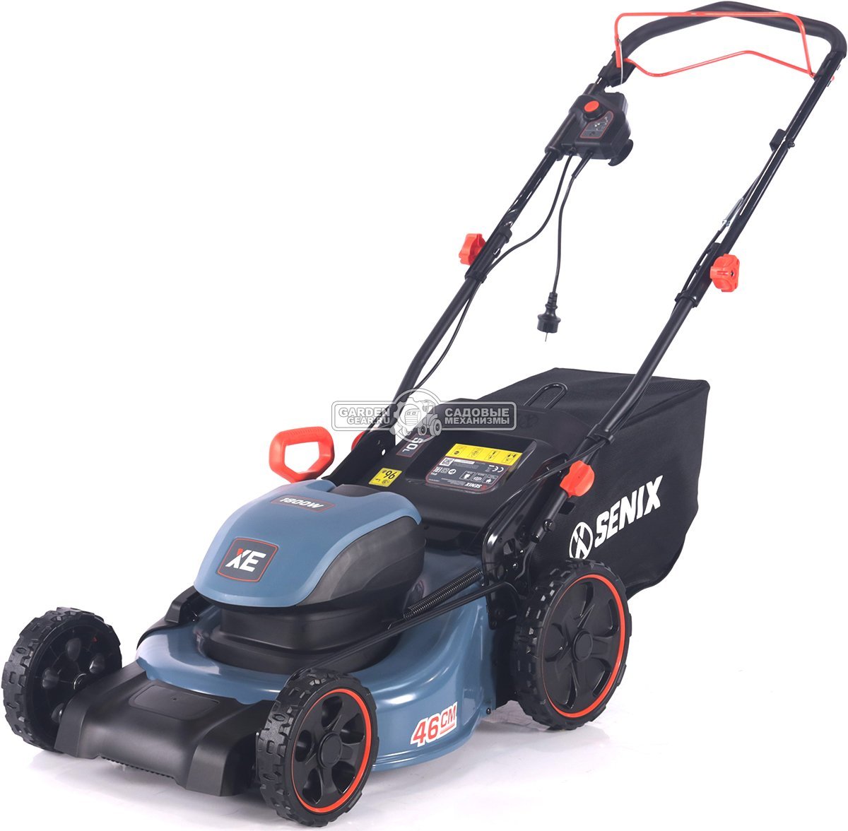 Газонокосилка электрическая самоходная Senix LSSE18-M-EU (PRC, 1800 Вт, 46 см, сталь, 55 л, 25 кг)