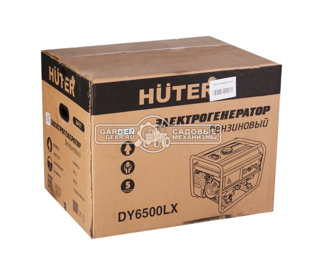 Бензиновый генератор Huter DY6500LX (PRC, Huter 389 см3, 230 В, 5 кВт, 22 л, эл. стартер,  АКБ - опция, 77 кг)