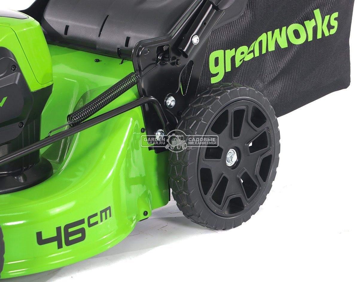 Газонокосилка аккумуляторная GreenWorks GD60LM46HP без АКБ и ЗУ (PRC, BL 60В, 46 см, сталь, 3 в 1, 60 л, 24 кг)