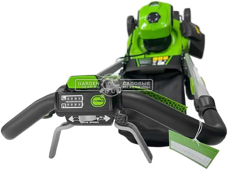 Газонокосилка аккумуляторная самоходная GreenWorks GD40LM48SP с АКБ 8 А/ч и ЗУ (PRC, BL 40В, 48 см, сталь, 4 в 1,Turbo режим, 55 л, 29.5 кг)