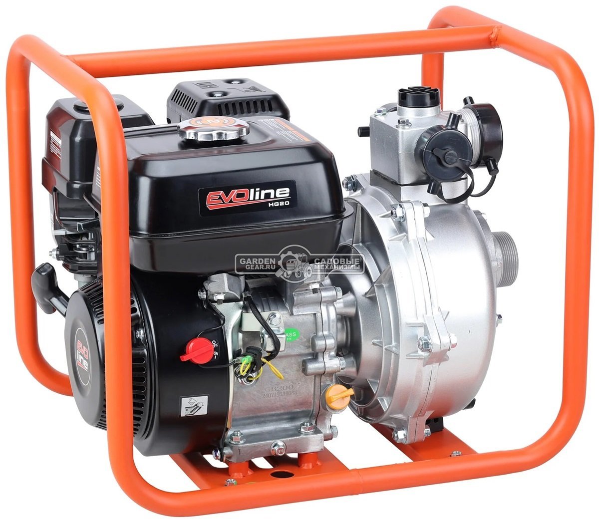 Мотопомпа бензиновая EVOline HG 20 пожарная высоконапорная (PRC, Zongshen GB200, 196 куб.см., 500 л/мин., 55 м., 2", 27,5 кг.)