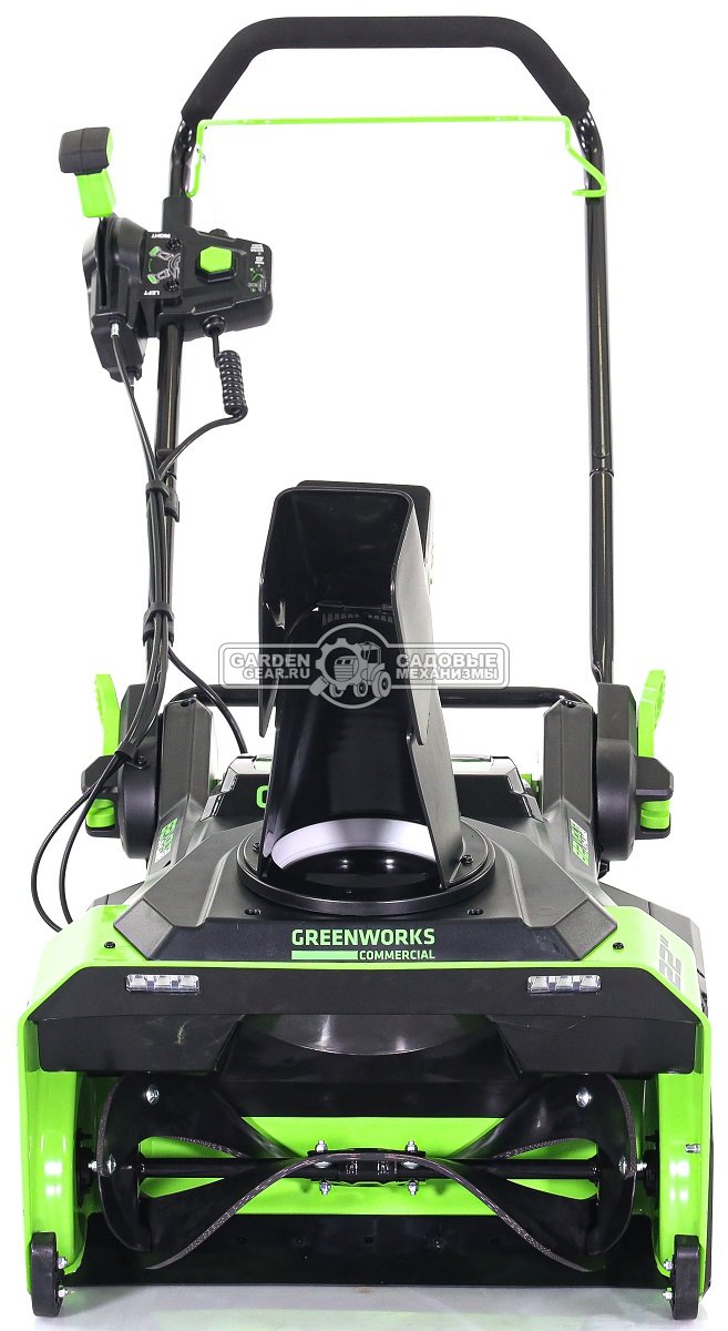 Снегоуборщик аккумуляторный GreenWorks GD82ST c 2 АКБ 2.5 А/ч и ЗУ (PRC, BL 82В, ширина 56 см, 2 слота для АКБ, фара, 25 кг)